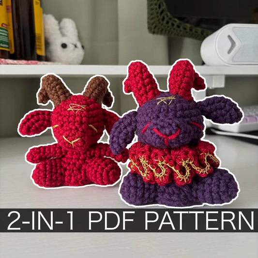 2-in-1 Crochet Pattern – Baphomet Devil Goat Plushie – PDF Amigurumi Tutorial