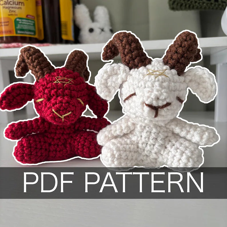 Crochet Pattern – Sitting Baphomet Devil Goat Plushie – PDF Amigurumi Tutorial