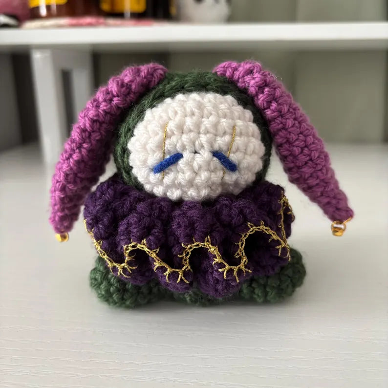 2 in 1 Crochet Pattern – Mini and Standard Size Whimsical Bunny Jester/Clown Plushie – PDF Amigurumi Tutorial