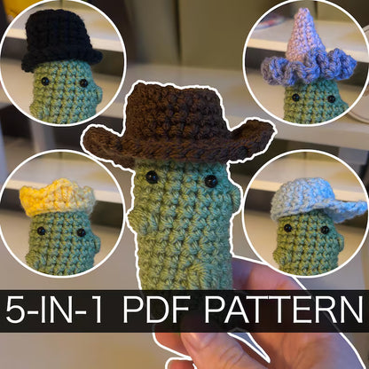 Crochet Pickle with 5 Hats – Amigurumi Pattern (PDF Download)