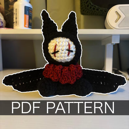 Crochet Pattern – Whimsical Jester/Clown Bat Plushie – PDF Amigurumi Tutorial