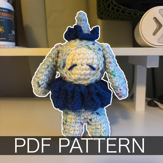 Crochet Pattern – Whimsical Bunny Jester/Clown Plushie – PDF Amigurumi Tutorial
