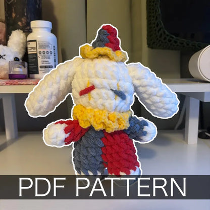 Crochet Pattern – Whimsical Clown Bunny Plushie – PDF Amigurumi Tutorial