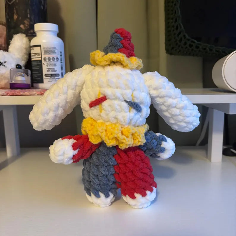Crochet Pattern – Whimsical Clown Bunny Plushie – PDF Amigurumi Tutorial