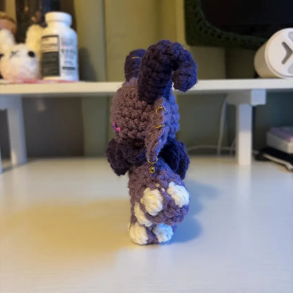 Gruhm the Baphotroll Crochet Plush in Purple – Gothic Fantasy Creature – Handmade Crochet Monster