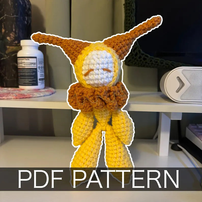 Crochet Pattern – Ragdoll Jester/Clown Plushie – PDF Amigurumi Tutorial