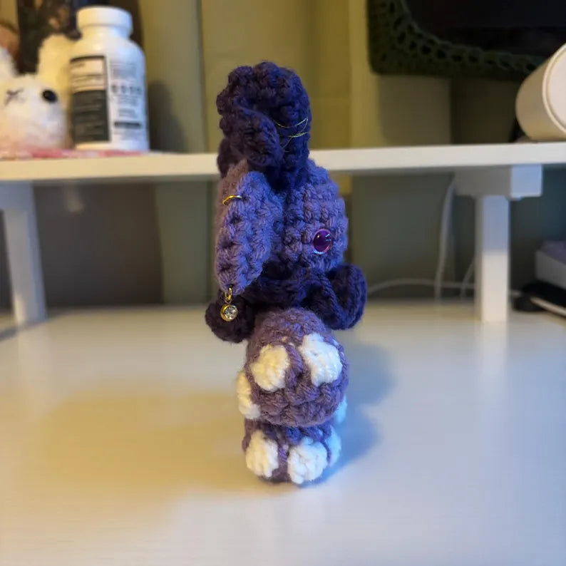 Gruhm the Baphotroll Crochet Plush in Purple – Gothic Fantasy Creature – Handmade Crochet Monster