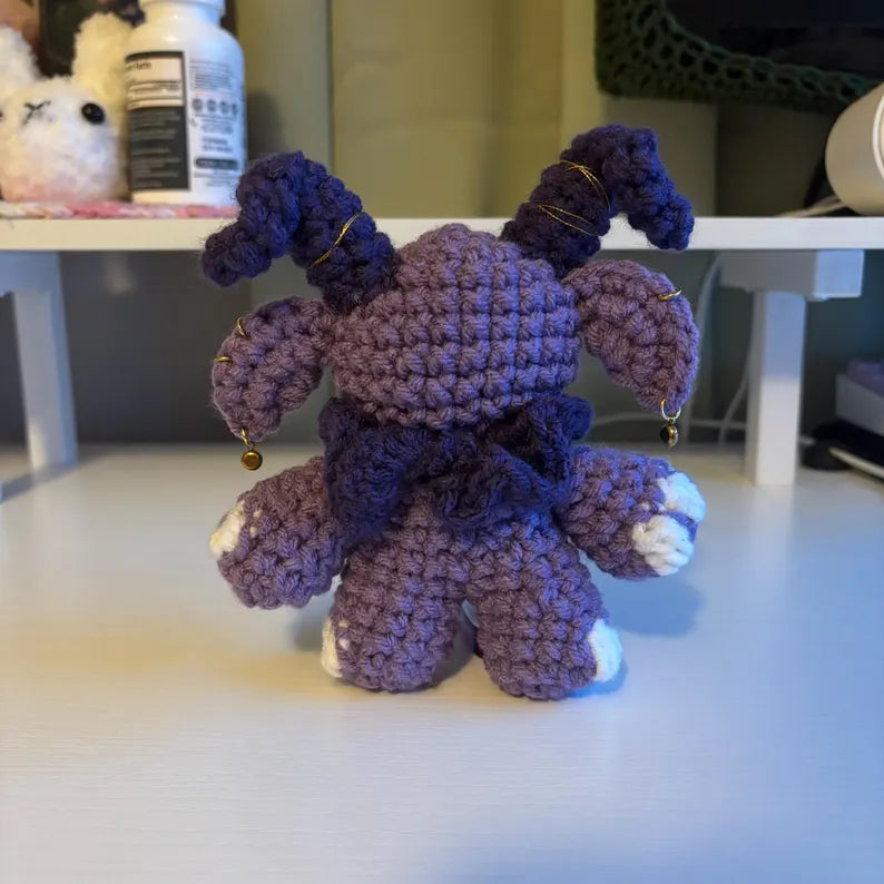 Gruhm the Baphotroll Crochet Plush in Purple – Gothic Fantasy Creature – Handmade Crochet Monster