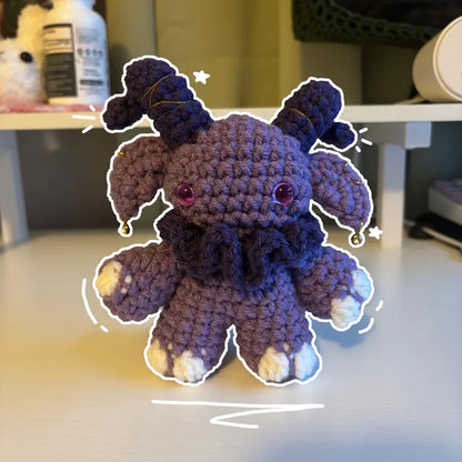 Gruhm the Baphotroll Crochet Plush in Purple – Gothic Fantasy Creature – Handmade Crochet Monster