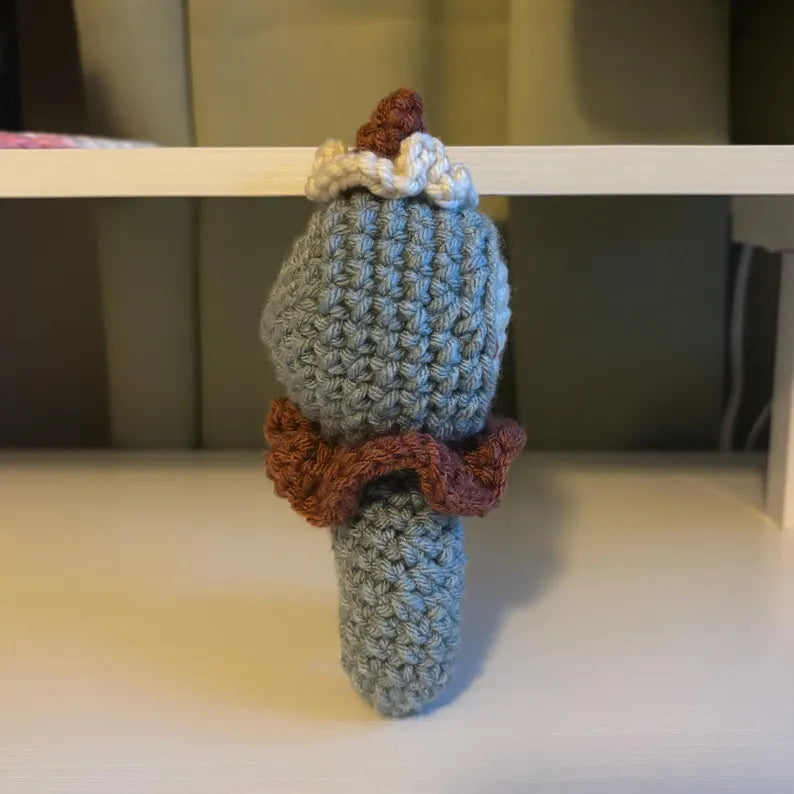 Handmade Crochet Jester Plushie – Whimsical Amigurumi Clown Doll in Blue and Red