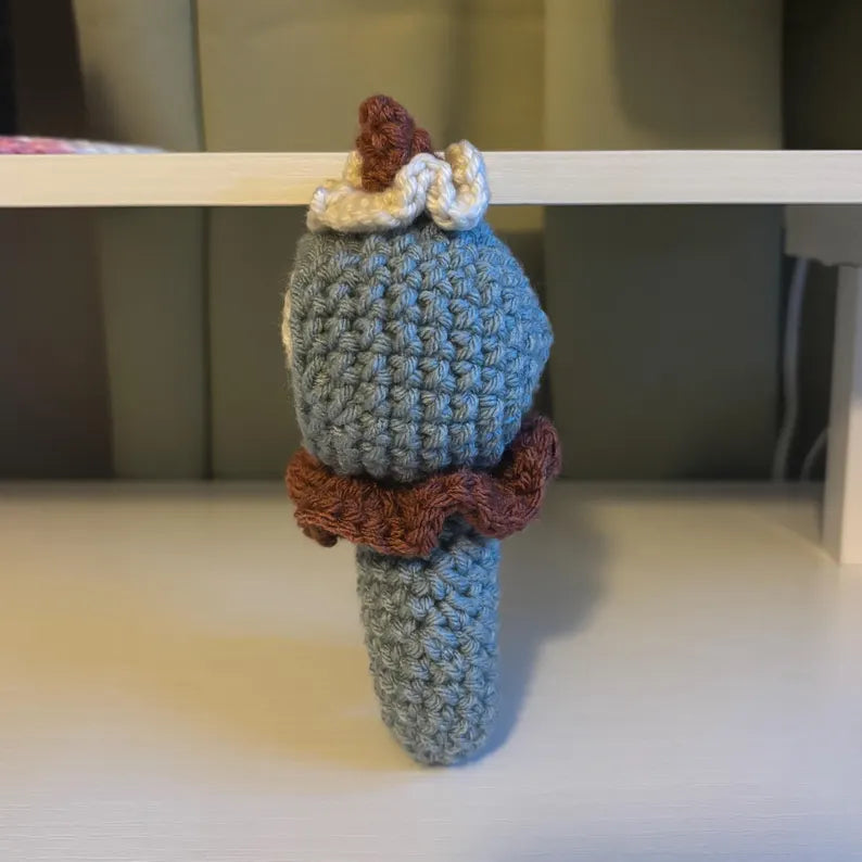 Handmade Crochet Jester Plushie – Whimsical Amigurumi Clown Doll in Blue and Red