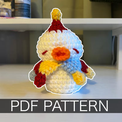 Crochet Clown Duck Pattern | Amigurumi Duck with Clown Hat | Cute Circus Plush PDF Pattern