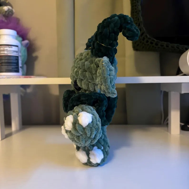 Giant Gruhm the Baphotroll Crochet Plush in Green – Gothic Fantasy Creature – Handmade Crochet Monster