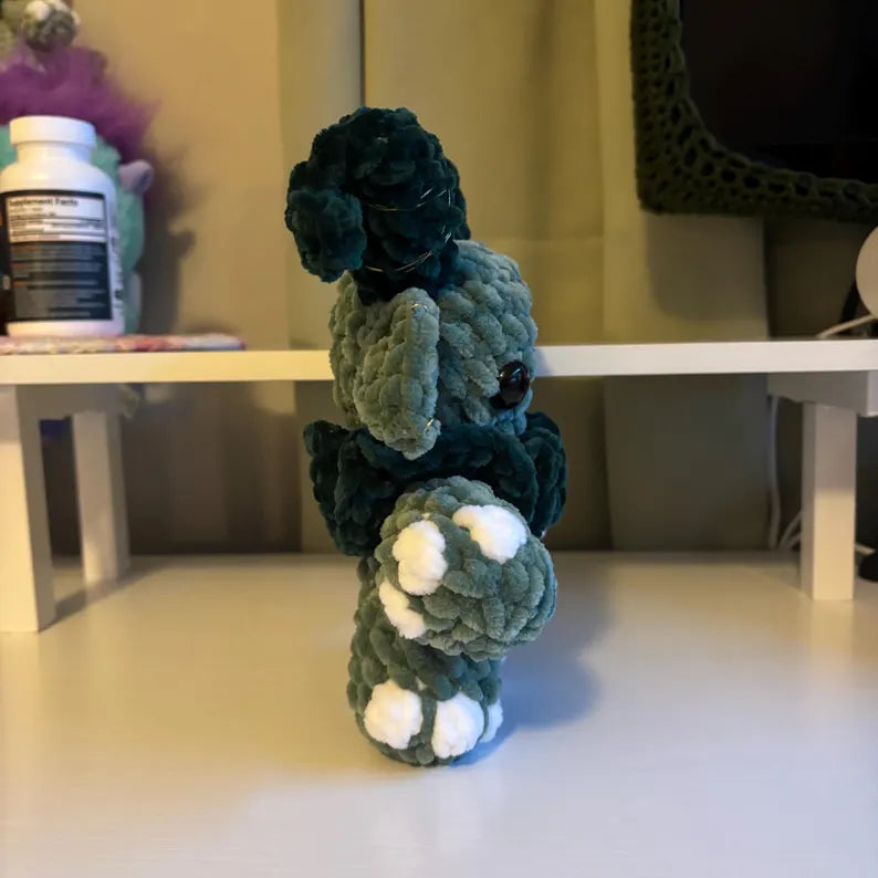 Giant Gruhm the Baphotroll Crochet Plush in Green – Gothic Fantasy Creature – Handmade Crochet Monster