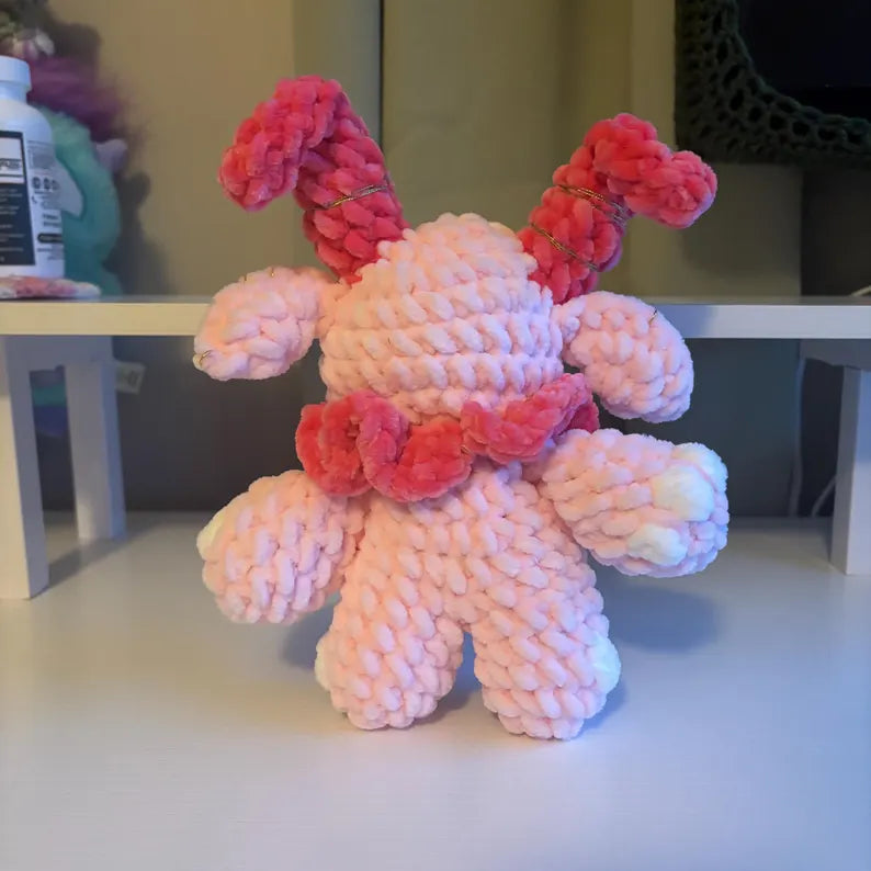 Giant Gruhm the Baphotroll Crochet Plush in Pink – Gothic Fantasy Creature – Handmade Crochet Monster