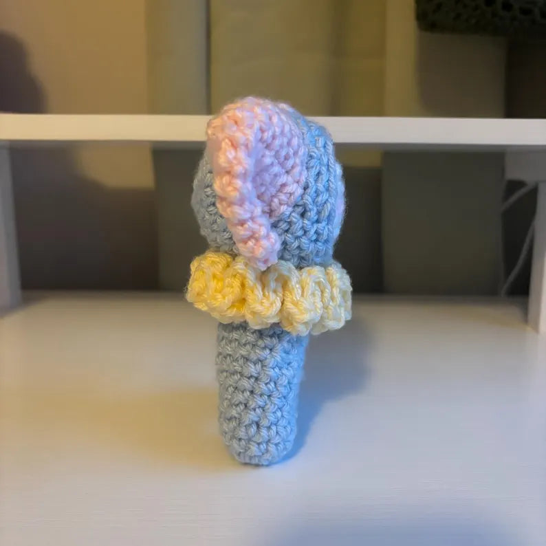 Handmade Crochet Jester Plushie – Whimsical Amigurumi Clown Doll in Pastel