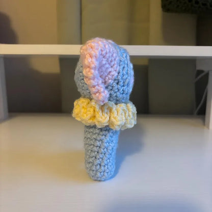 Handmade Crochet Jester Plushie – Whimsical Amigurumi Clown Doll in Pastel