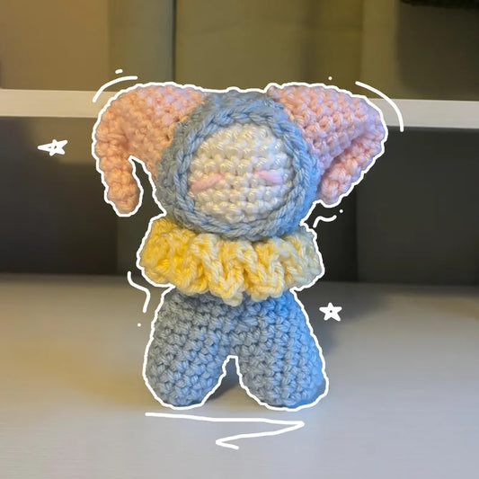 Handmade Crochet Jester Plushie – Whimsical Amigurumi Clown Doll in Pastel