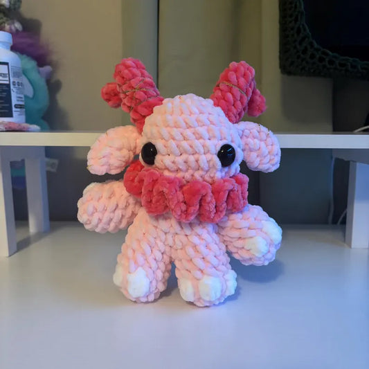 Giant Gruhm the Baphotroll Crochet Plush in Pink – Gothic Fantasy Creature – Handmade Crochet Monster