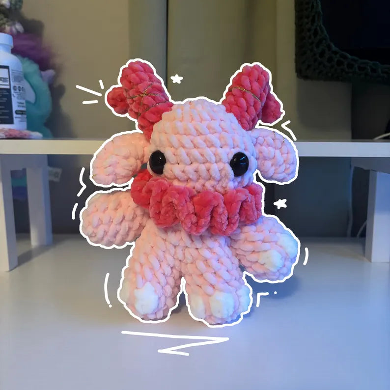 Giant Gruhm the Baphotroll Crochet Plush in Pink – Gothic Fantasy Creature – Handmade Crochet Monster
