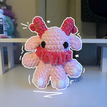 Giant Gruhm the Baphotroll Crochet Plush in Pink – Gothic Fantasy Creature – Handmade Crochet Monster