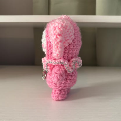 Handmade Crochet Stumpy Jester Plushie – Whimsical Amigurumi Clown Doll in Pink Moon
