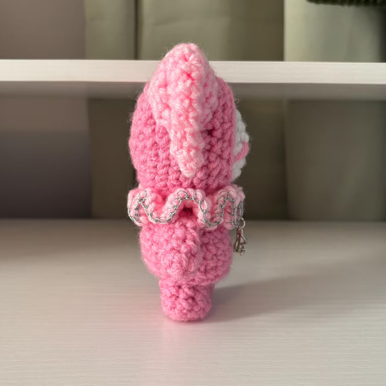 Handmade Crochet Stumpy Jester Plushie – Whimsical Amigurumi Clown Doll in Pink Moon