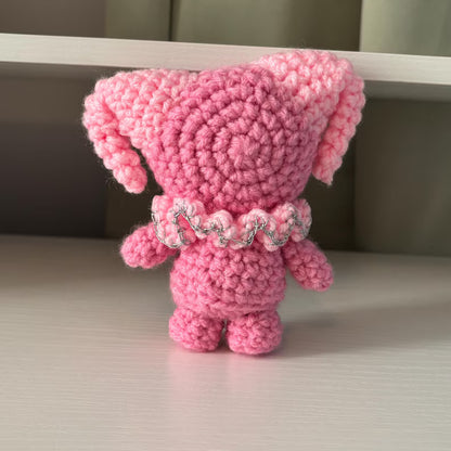 Handmade Crochet Stumpy Jester Plushie – Whimsical Amigurumi Clown Doll in Pink Moon