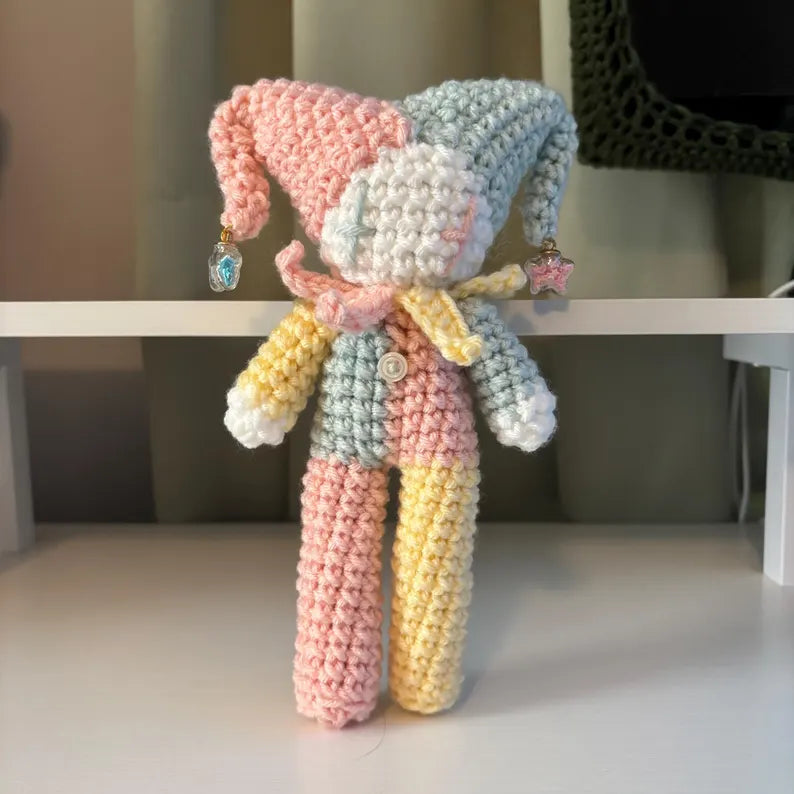 Crochet Pattern – Tall Whimsical Jester/Clown Plushie – PDF Amigurumi Tutorial