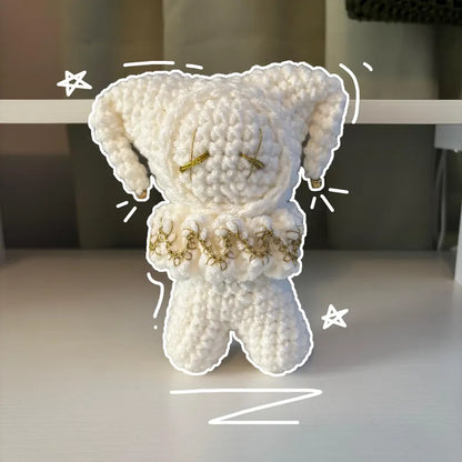 Handmade Crochet Jester Plushie – Whimsical Amigurumi Clown Doll in White
