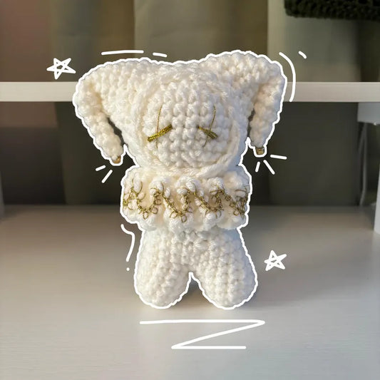 Handmade Crochet Jester Plushie – Whimsical Amigurumi Clown Doll in White