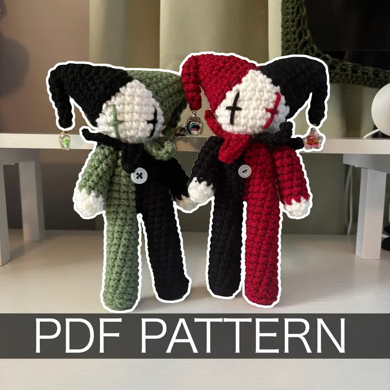 Crochet Pattern – Tall Whimsical Jester/Clown Plushie – PDF Amigurumi Tutorial