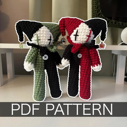 Crochet Pattern – Tall Whimsical Jester/Clown Plushie – PDF Amigurumi Tutorial