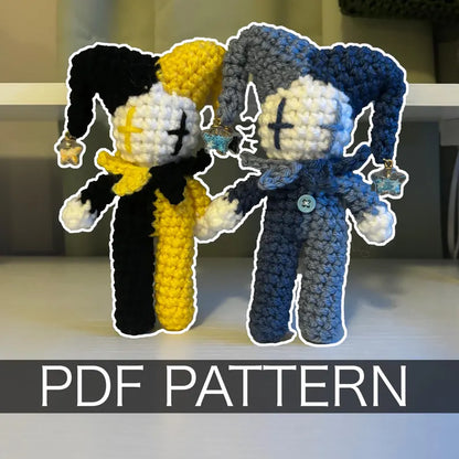 Crochet Pattern – Mini Tall Whimsical Jester/Clown Plushie – PDF Amigurumi Tutorial