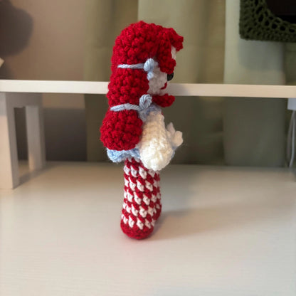 Handmade Crochet Clown Girl Plushie – Whimsical Amigurumi Clown Doll inspired by Wendy’s