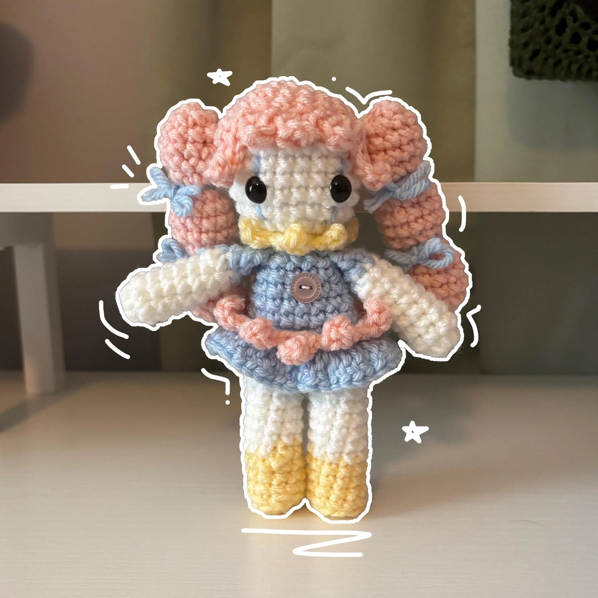 Handmade Crochet Clown Girl Plushie – Whimsical Amigurumi Clown Doll in Pastel