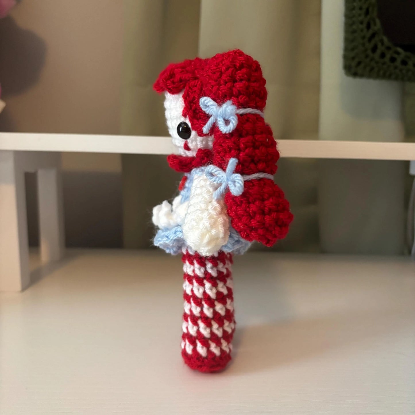 Handmade Crochet Clown Girl Plushie – Whimsical Amigurumi Clown Doll inspired by Wendy’s
