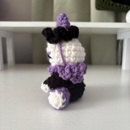 Handmade Crochet Clown Plushie – Whimsical Amigurumi Clown Doll in Black and Purple