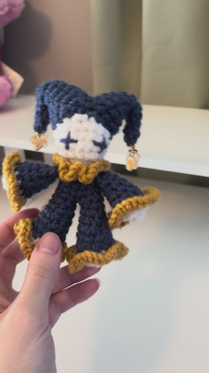 Handmade Crochet Baby Jules the Jester Plushie – Amigurumi Clown Doll in Blue