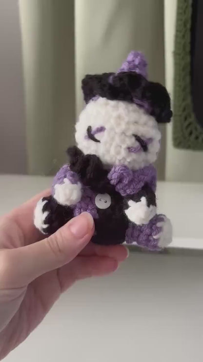Handmade Crochet Clown Plushie – Whimsical Amigurumi Clown Doll in Black and Purple