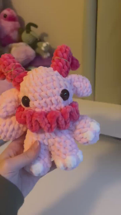 Giant Gruhm the Baphotroll Crochet Plush in Pink – Gothic Fantasy Creature – Handmade Crochet Monster